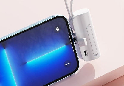 8000 mAh Mini Power Bank with Lightning Pin & Type C Cable