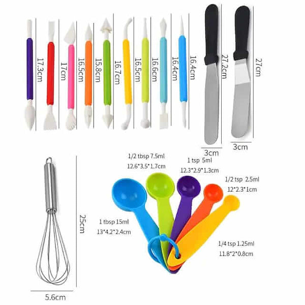 Dimensions of select items.