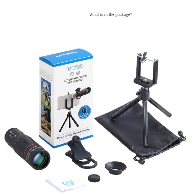 APEXEL 18X Telescope Zoom Mobile Phone Lens for iPhone Samsung Smartphones with tripod 18XTZJ_1